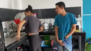 THEY LEAVE ME ALONE AT HOME WITH THE BREASTFEEDING HINDI EMPLOYEE AND I PUT MY HAND STRAIGHT IN HER PUSSY UNTIL SHE GETS HORNY AND ASKS FOR MY DICK