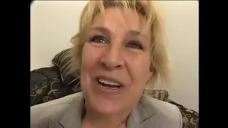 Blonde mature whore takes two massive dicks in her asshole and mouth