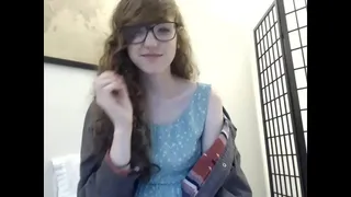 Redhead girl fingering her little pussy