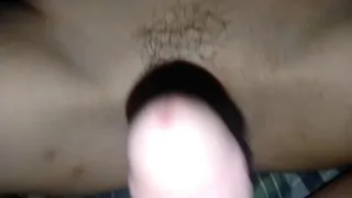Spreading her pussy, rubbing her pussy with my cock until he squirts all over her clit.