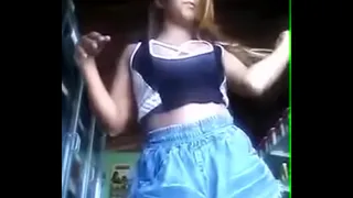 Little bitch dancing in shorts