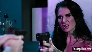 Blonde fbi agent handles the evil tiki bar owner.The guy she used as cover to get into the bar is mad she used him.She can take care of that by letting him fuck her.She sucks him before riding cock