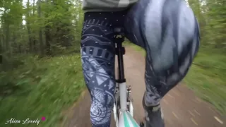 Cute Girl With Round Ass Deepthroats Guy's Cock During Bike Ride In The Forest