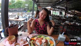 Horny Asian teen knelt and sucked big dick before rough pussy fucking