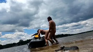 Fun in the sun fuck on the jet ski at the river
