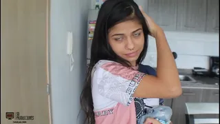 Romantic morning sex with brunette stepsister ended with creampie