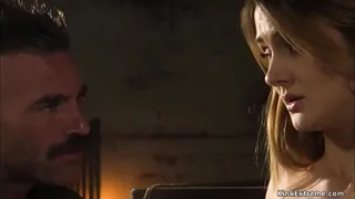 Master Charles Dera with mustache tickles hot small tits brunette Zoe Sparx in rope bondage with small spur then fucks her pussy in various positions