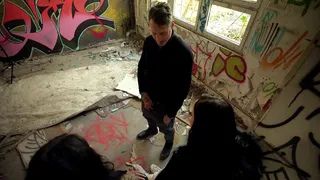 Two German best Girl Friends Julia Parker and Maria Gail talk to risky no Condom FFM 3Some Sex at Lost Place