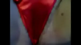 red satin thong cum.