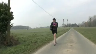 Unknown helps the secretary to collect fallen papers, and she thanks him so