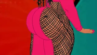 Cherokee D Ass shows off her huge perfectly round bubble butt in an animated parody shoot