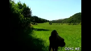 Cute blonde Helga riding penis in front of camera