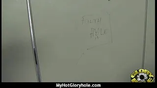 Black chick blows & fucks cock on a naughty gloryhole 12
