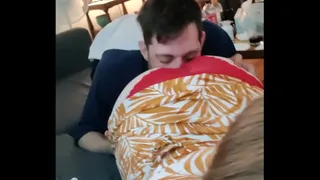 Redhead cums on boyfriends face