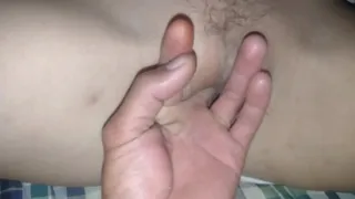 Spreading the pussy of a beautiful and stuffing his cock in her clit