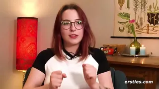 Ersties: Sexy redhead babe fondles her shaved pussy