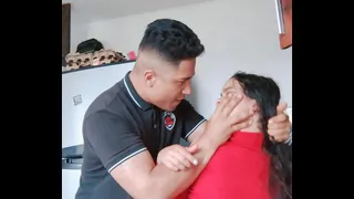 My horny neighbor always runs away when her husband goes to work so I can fuck her