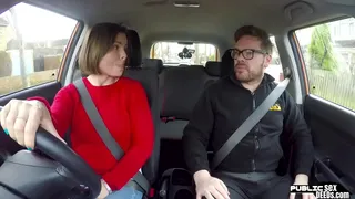 Brunette driver gets her pussy drilled by her driving instructor
