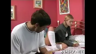 Hot Angel gets shaved twat slammed