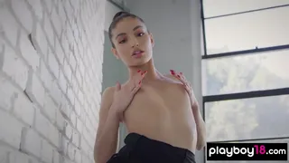 Playboy18.com - Petite small titted latina dancer flasher she shaved pussy