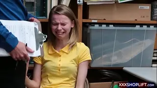 Blonde shoplifter caught and fucked