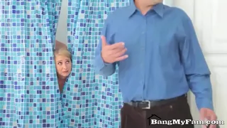 my step cousin enters the shower when I was taking a bath so we bathed together and we ended up fucking
