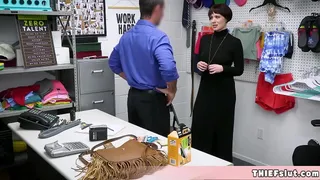 Brunette high class chick busted by a security guard