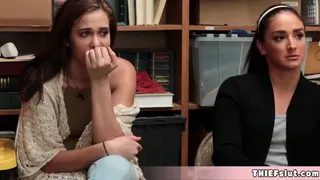 Two cute brunette thiefs gets in trouble