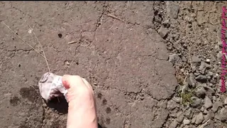 White socks in the puddle