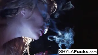 Hot blonde lights up
