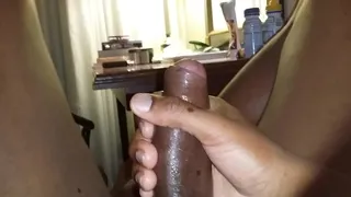 I cum after jerking off my sexy black dick cock pov