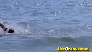 JizzOrama - Spanish Babe Amateure DPed on the Beach
