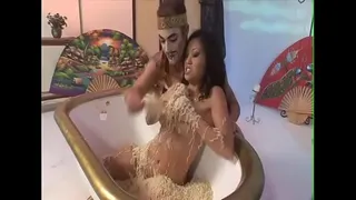 Lovely well shaped asian chick Kaiya Lynn enjoys cock in the bath full of Japanese noodles