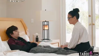 Young guy could not move but his mature teacher moved on his cock