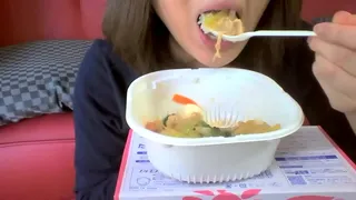 Japanese Left handed Girl Uses Spoon