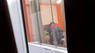 Promotion trip Colombian teacher fucking forgets to close the window
