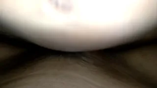 Spreading her pussy, rubbing his cock on her clit to make her pussy feel good before turning on her pussy.