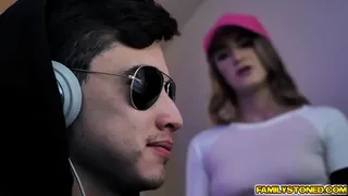 Sexy teen Kenzie Madison twerks her ass seducing her stepbrother then she open her pussy to make him insert his huge dick