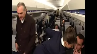Randy pilot fondles sexy brunette in the cockpit
