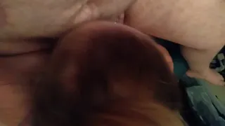 Slut slurping on juicy cock...