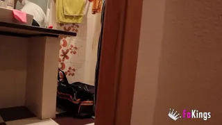She gets him horny while he does some fixing