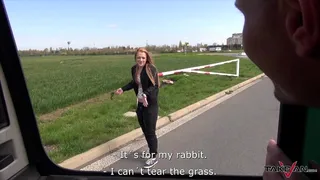 Sexy blonde chic fuck with stranger in the car