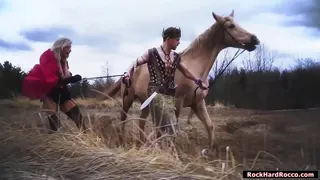 Busty witch is caught by witch slayer and he brings her into his house.He starts licking her ass and pussy.In return she throats his big cock passionately.Finally,the witch slayer fucks her tight ass until she squirts.