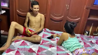 Stepbrother spanks stepsister's ass in the morning