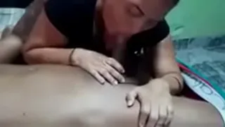 My stepmother organizes my room, surprises her and the very horny one begins to touch me until she puts my cock in her mouth