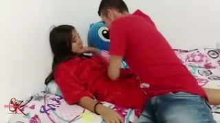 My stepsister is wearing very sexy underwear and I seduce her to fuck her part 1