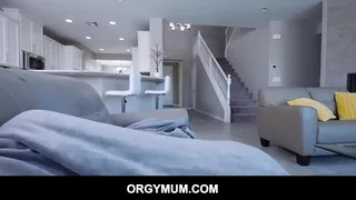 Horny stepmother with amazing big boobs Emily Addison sucking and riding cock