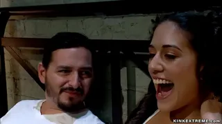 Big boobs MILF Lyla Storm ties her husbands accountant Lea Lexis and spanks her hot ass then with strap on cock fucks her while her hisband s.