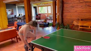 Stepbrother plays strip pong with stepsister and fuck her