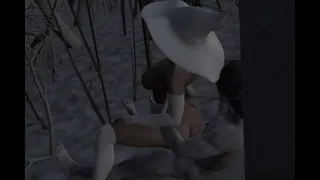 Witch having sex in the woods.